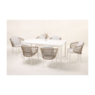 Mesa de comedor de exterior de aluminio blanco y piedra Cassis