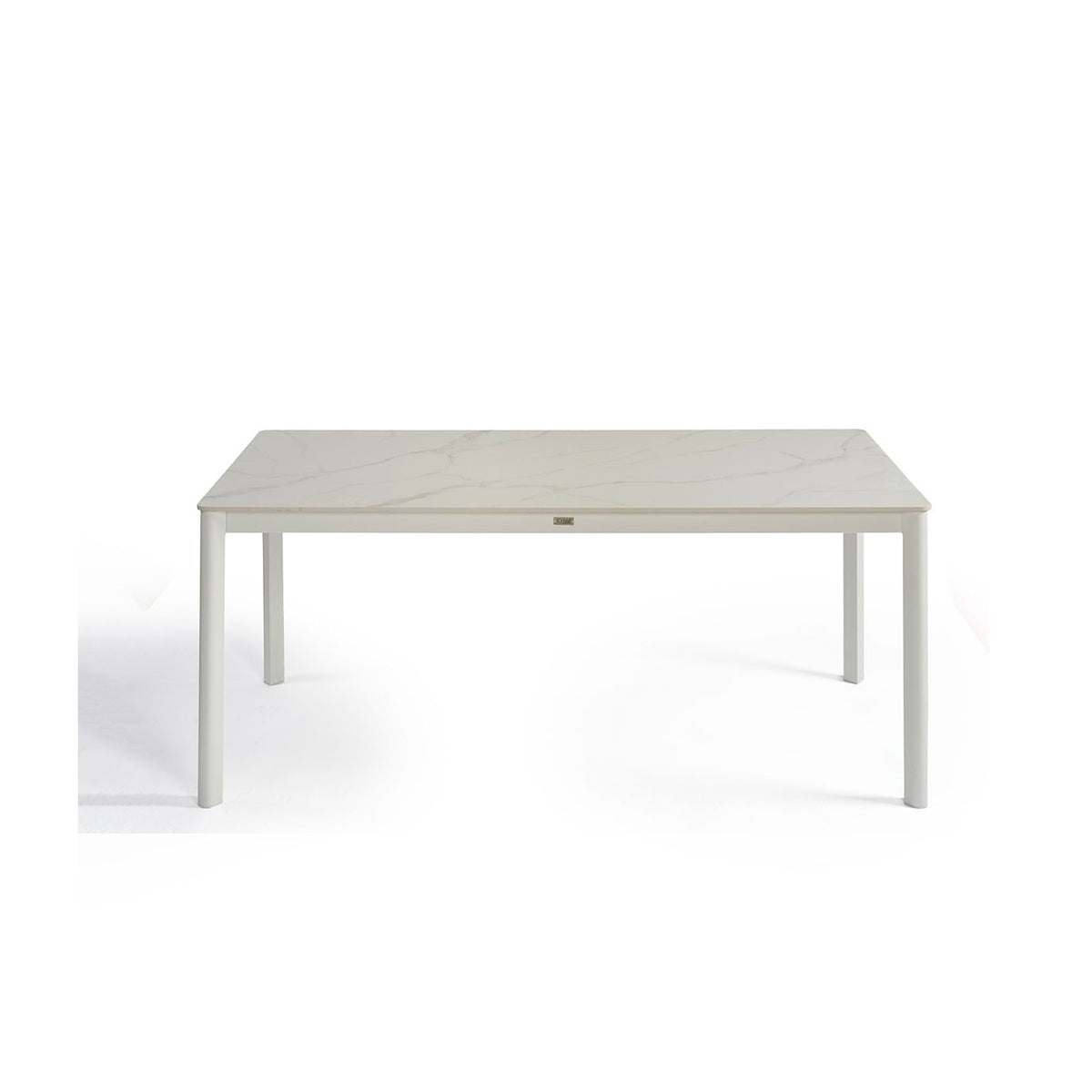 Mesa de comedor de exterior de aluminio blanco y piedra Cassis