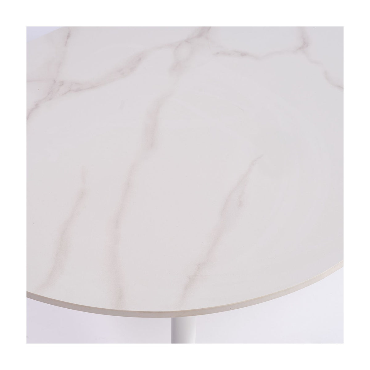 Mesa de centro ovalada de aluminio blanco y piedra Bandol
