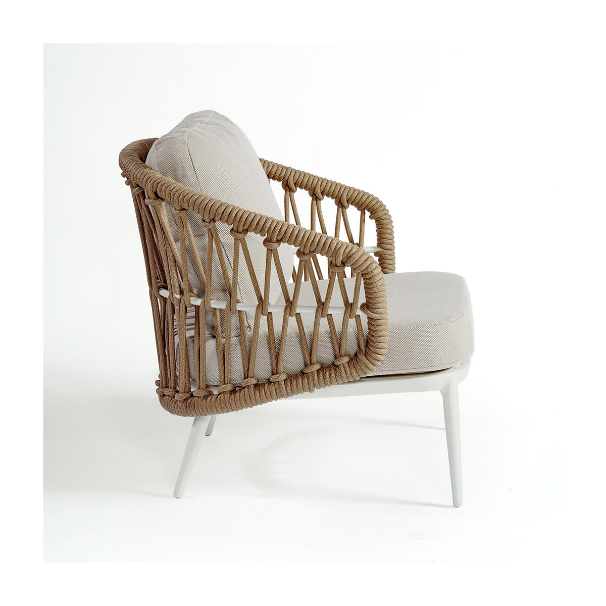 Sillón de exterior de aluminio blanco y cuerda Èze