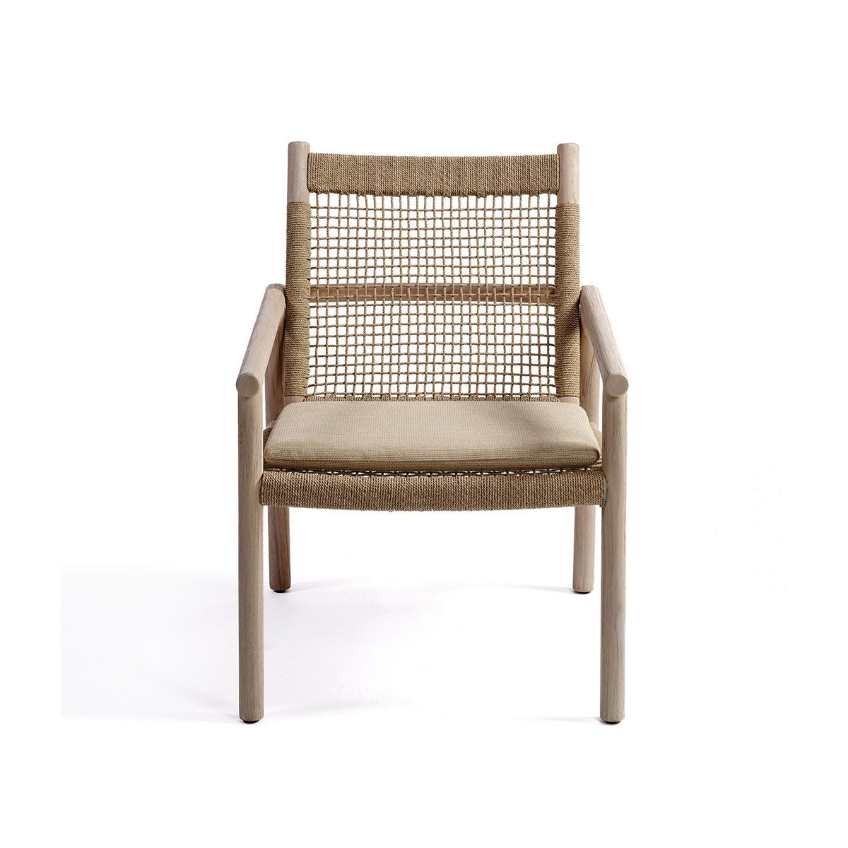 Sillón bajo de teca envejecida y cuerda Es Figueral