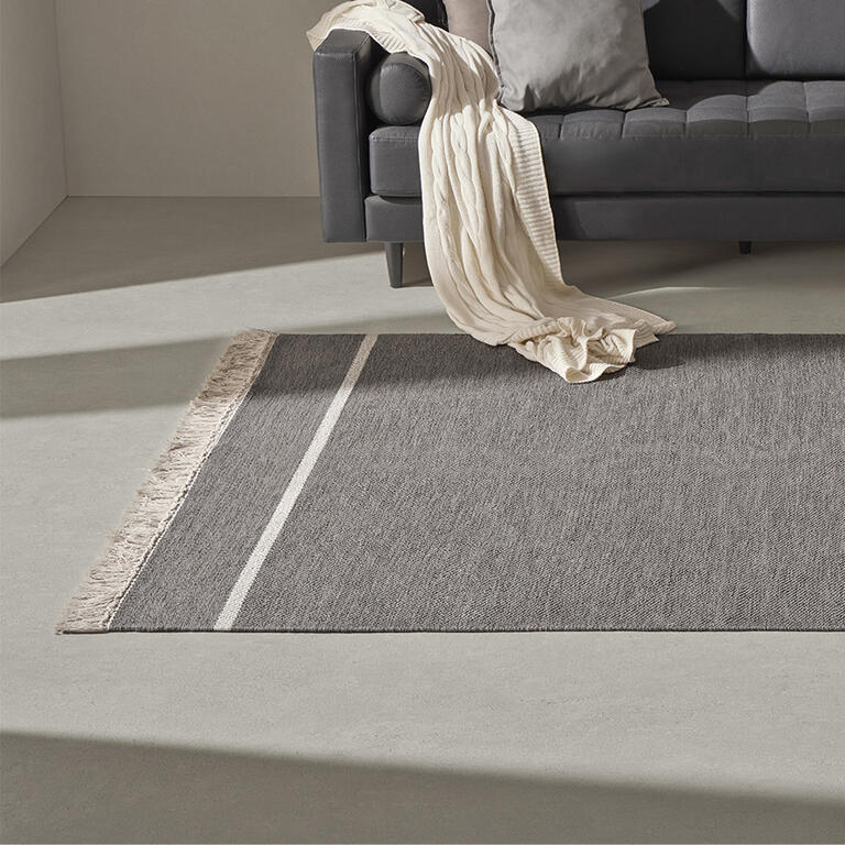 Alfombra kilim gris de algodón tejida a mano Epidota