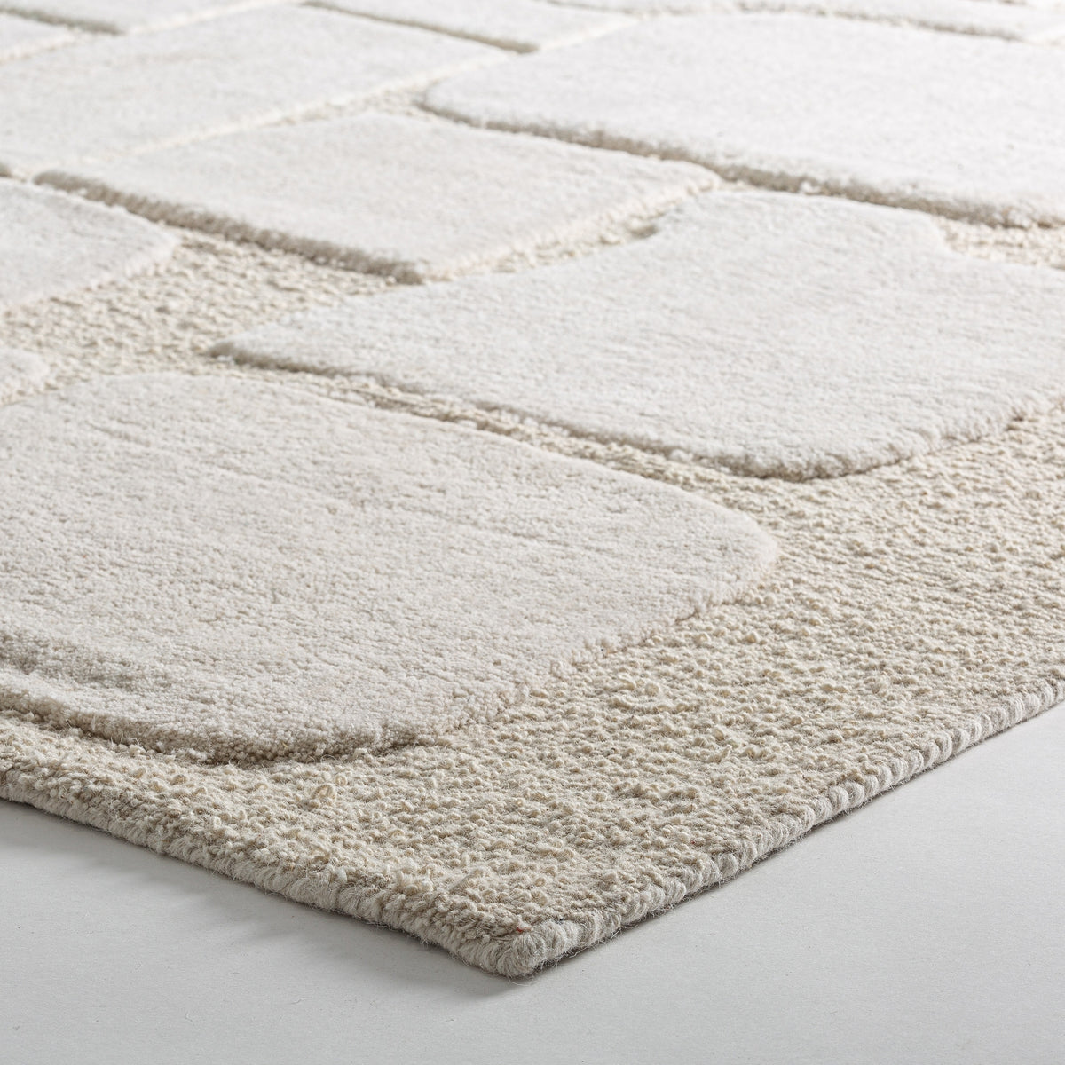 Alfombra de lana y algodón beige Kissamos