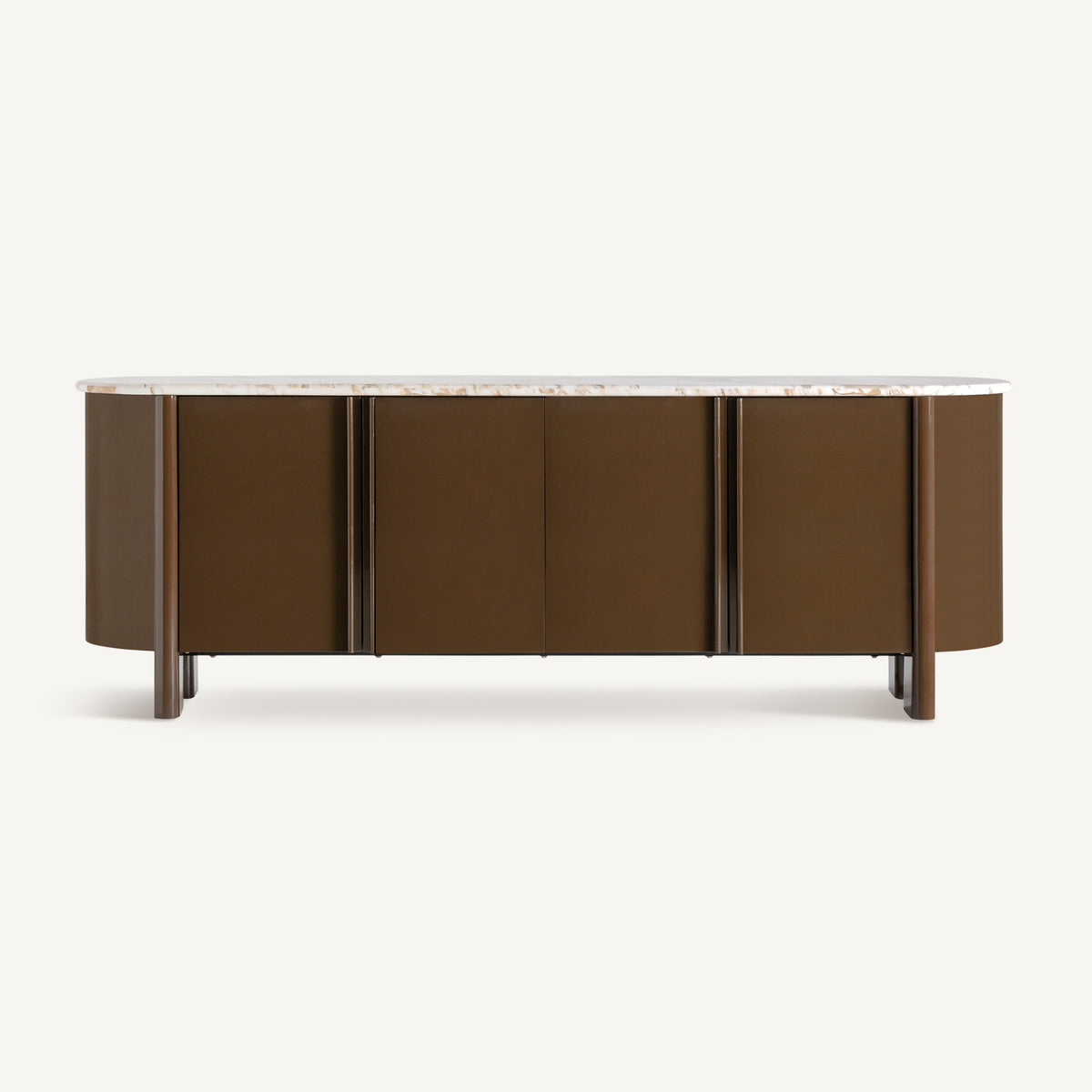 Aparador de mármol beige y madera brillo Calarreona