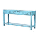 Consola azul de olmo con 4 cajones Somport