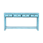 Consola azul de olmo con 4 cajones Somport
