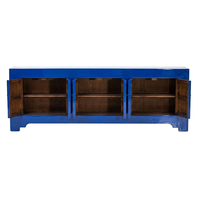 Cómoda azul de olmo con 6 puertas Zhuan