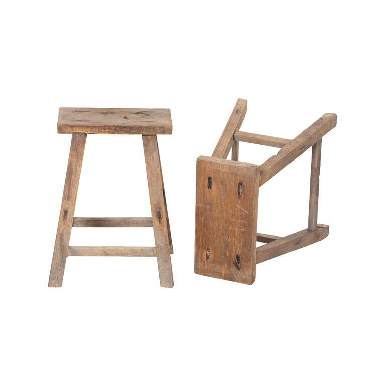 Set de 4 taburetes antiguos de olmo Ayllón