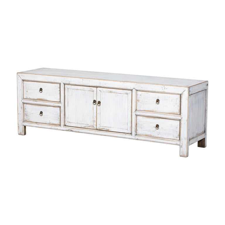 Piecero blanco de olmo con 4 cajones y 2 puertas Kailing