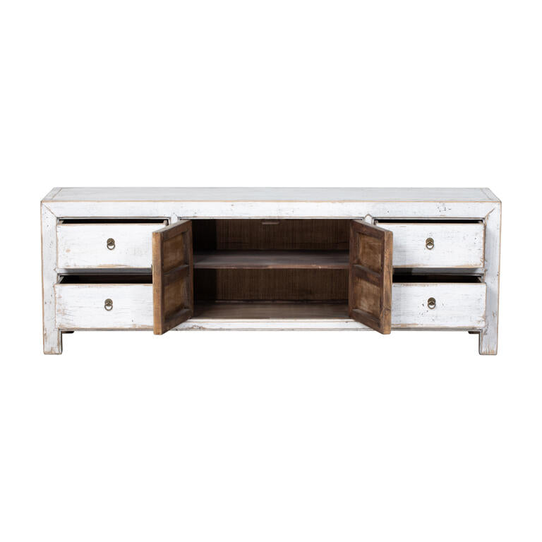 Piecero blanco de olmo con 4 cajones y 2 puertas Kailing