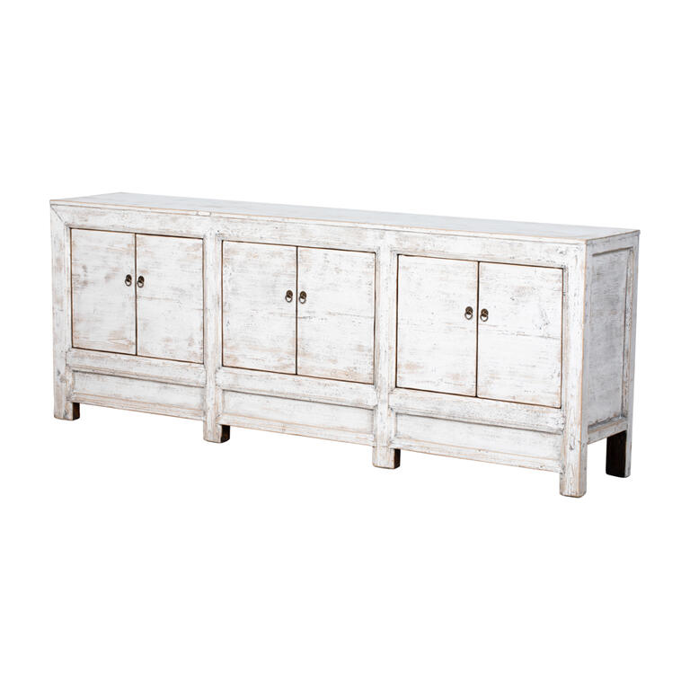 Cómoda antigua blanca de olmo con 6 puertas Yunzhen