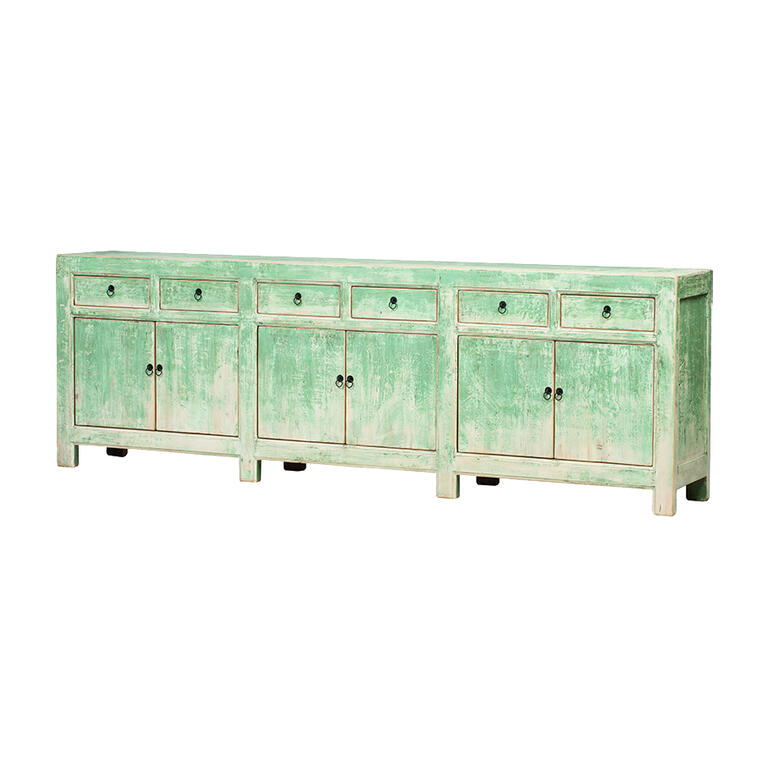 Cómoda verde de pino con 6 cajones y 6 puertas Fangming