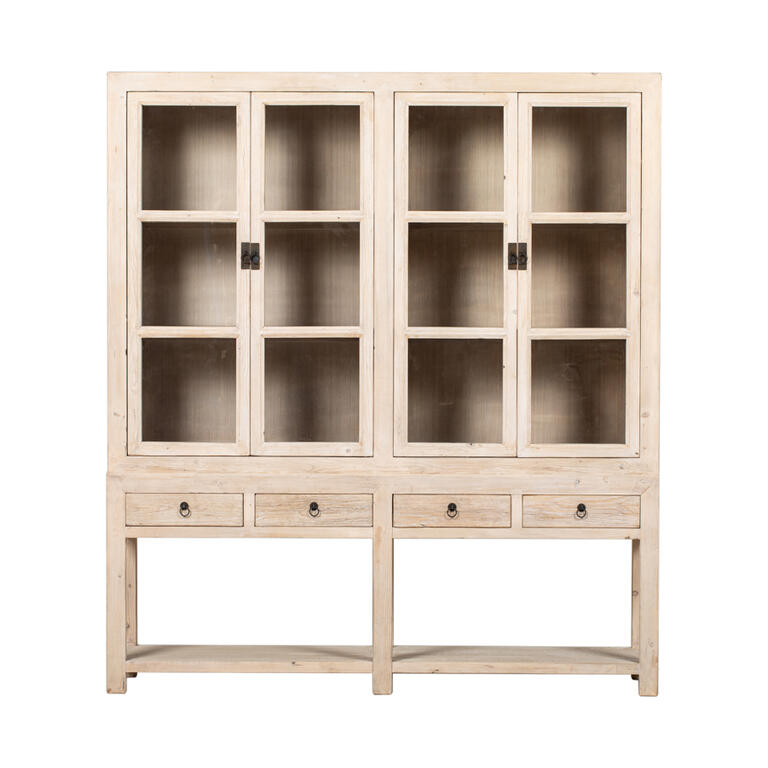 Vitrina natural de pino con 4 puertas y 4 cajones Valderaduey