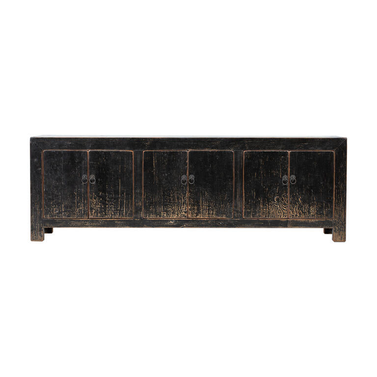 Piecero negro de pino con 6 puertas Carbonero