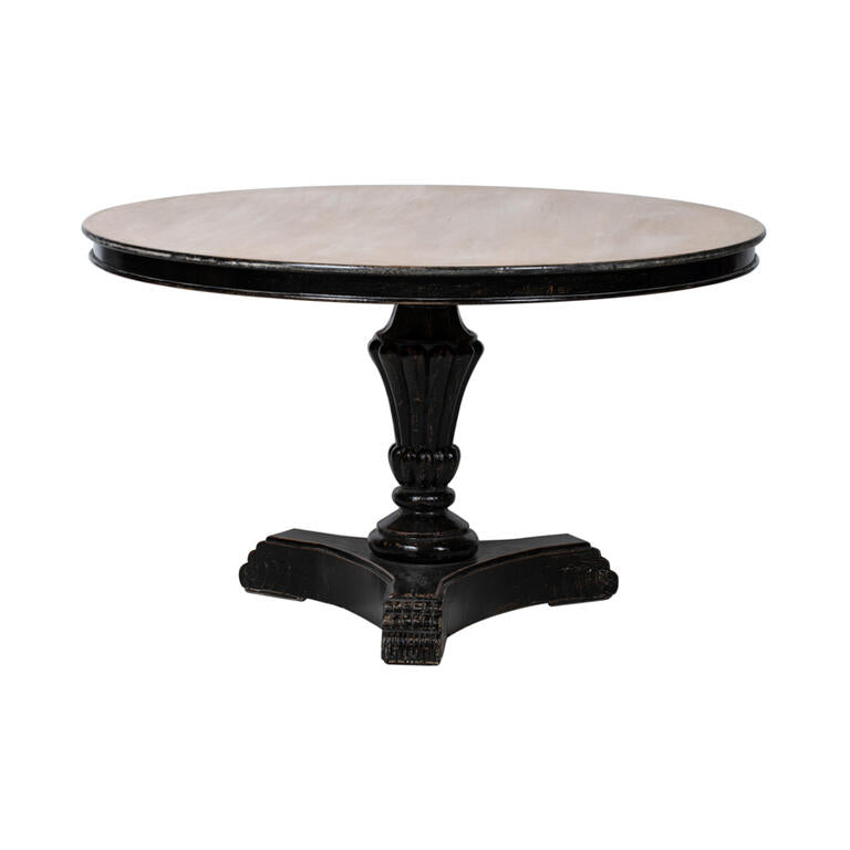 Mesa de comedor redonda negra de pino Machichaco