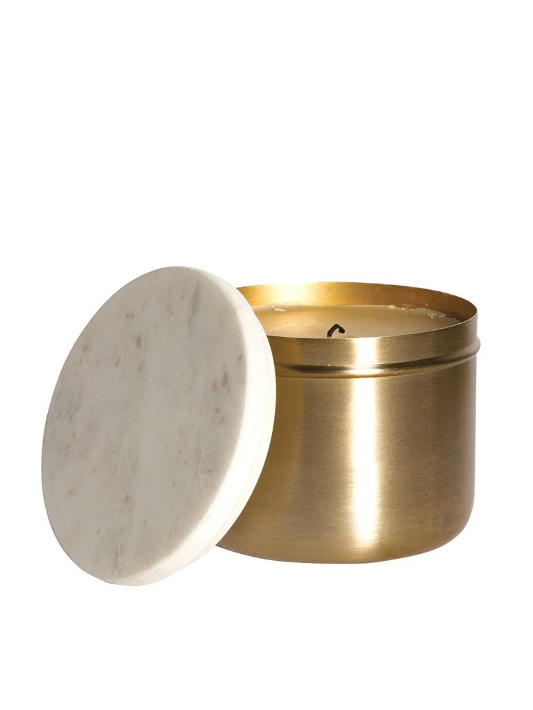 Vela Dorada con Tapa de Mármol - #pino_y_jacaranda#