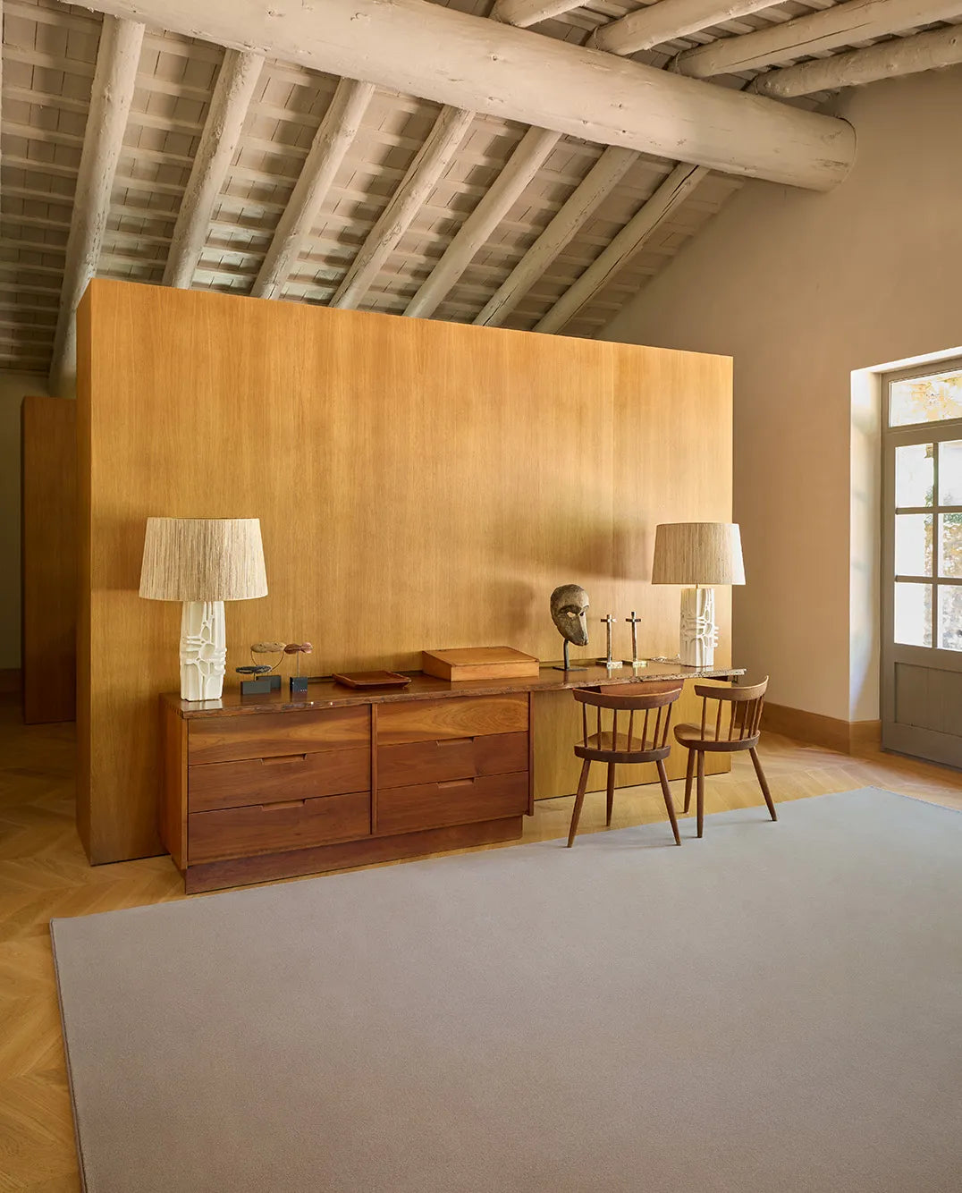 Alfombra redonda de lana Castor
