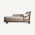 Chaise longue de madera de mindi negra y lino crema Oliena