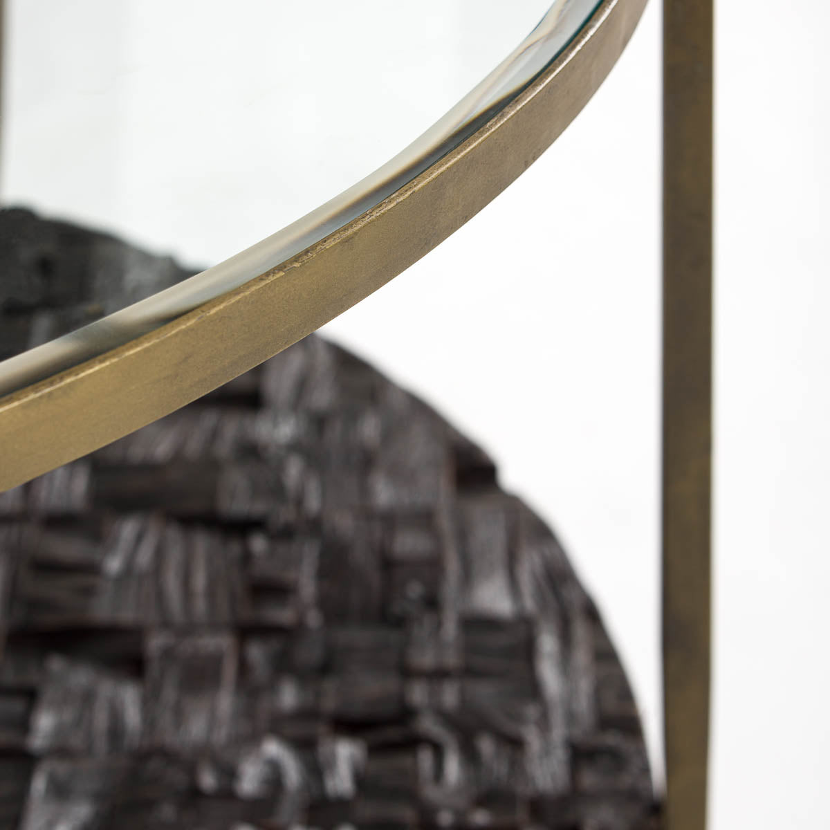 Consola de cristal, metal y madera Cervia