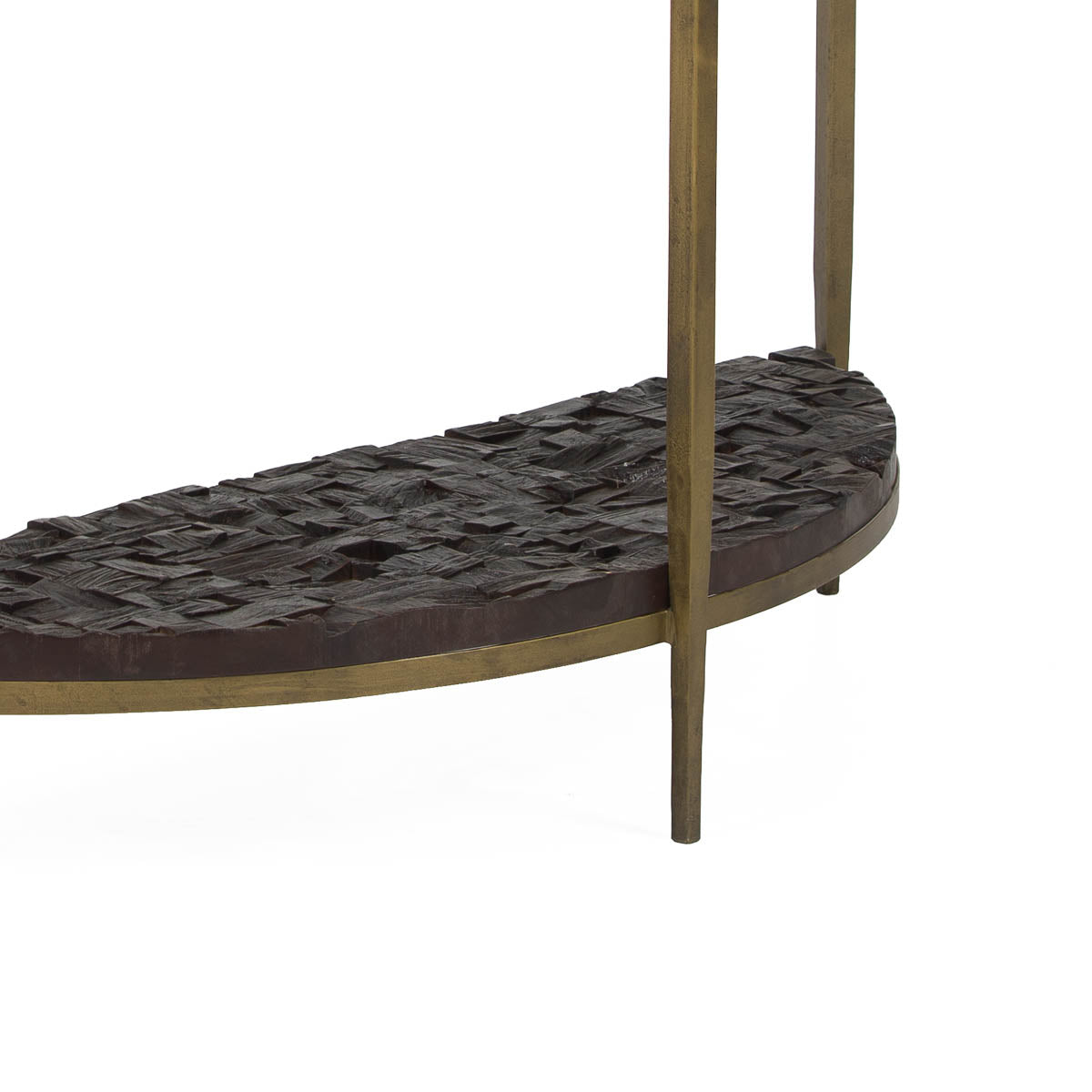 Consola de cristal, metal y madera Cervia