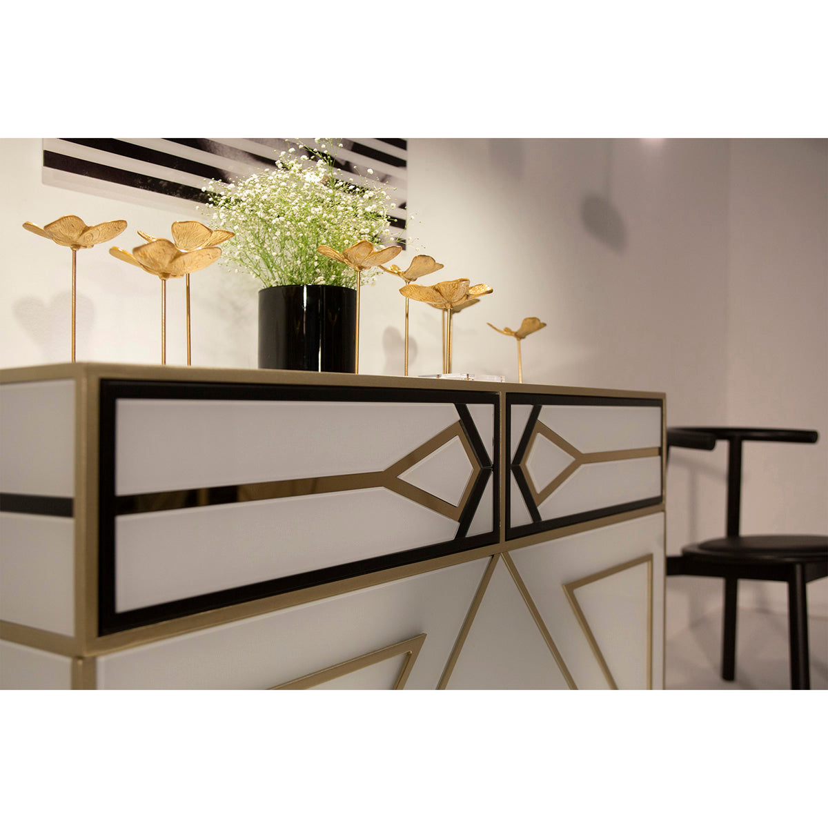 Consola de cristal y metal Saluzzo