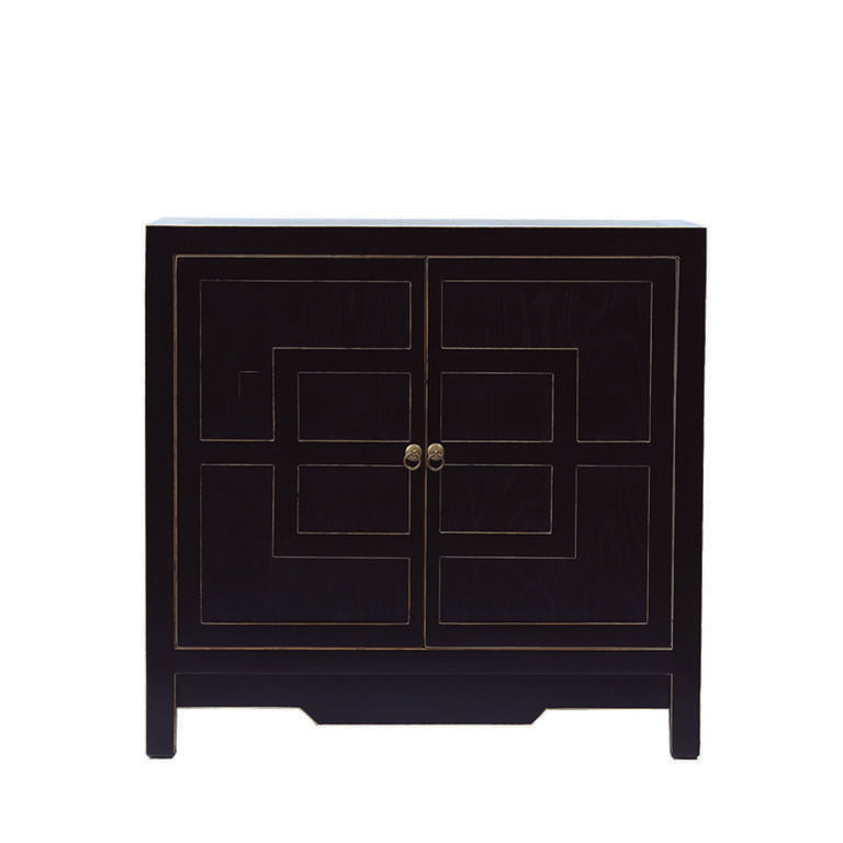 Cómoda negra de olmo con 2 puertas Luqing