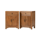 Pareja de cómodas naturales de olmo con 1 cajón y 2 puertas Baiming