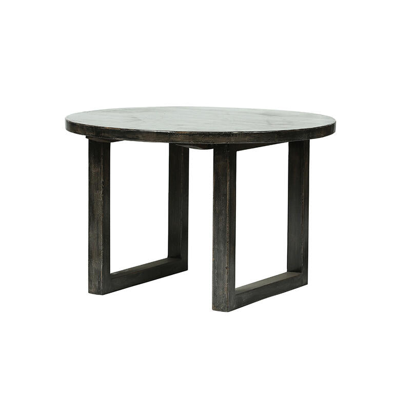 Mesa de comedor redonda negra de álamo Ningshu