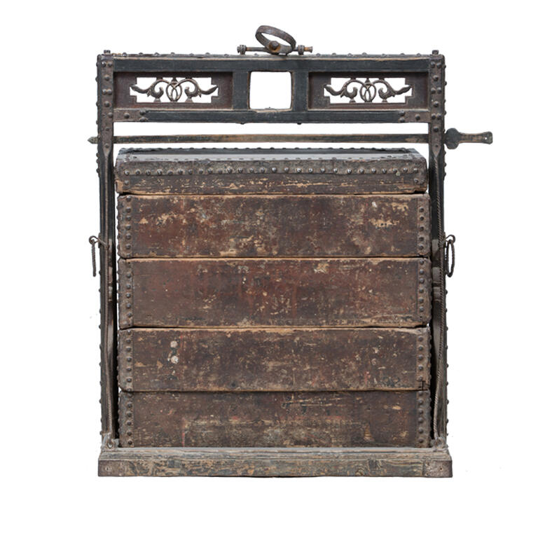 Caja de dote antigua de álamo Huazhu