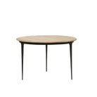Mesa de comedor redonda natural de pino y hierro Amura