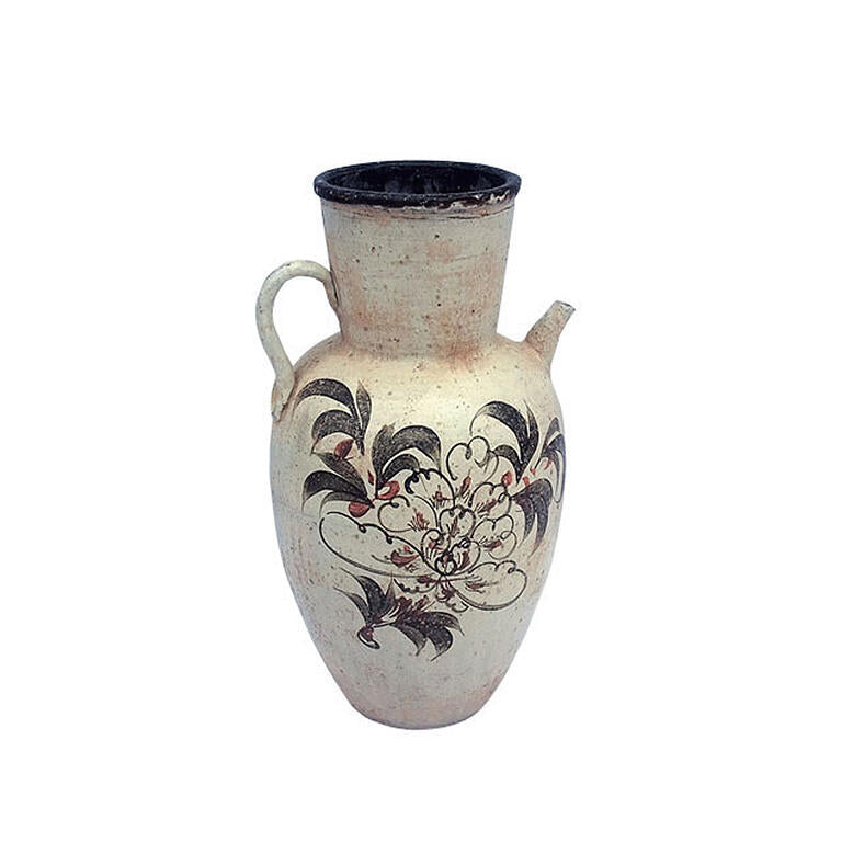 Jarrón de porcelana con motivos decorativos Pría