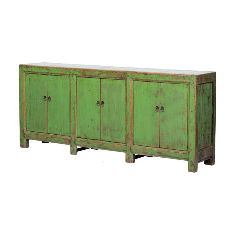 Cómoda antigua verde de olmo con 6 puertas Hongwen