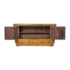 Cómoda antigua amarilla de pino con 2 puertas Lianqing