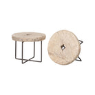 Mesa auxiliar natural de olmo y hierro Chenhe