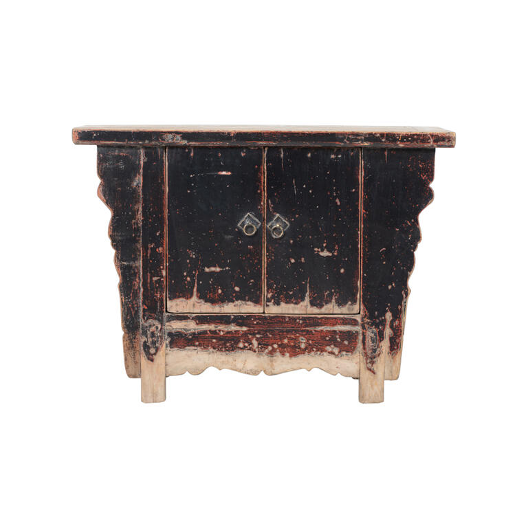Consola antigua negra de álamo con 2 puertas Xinshan