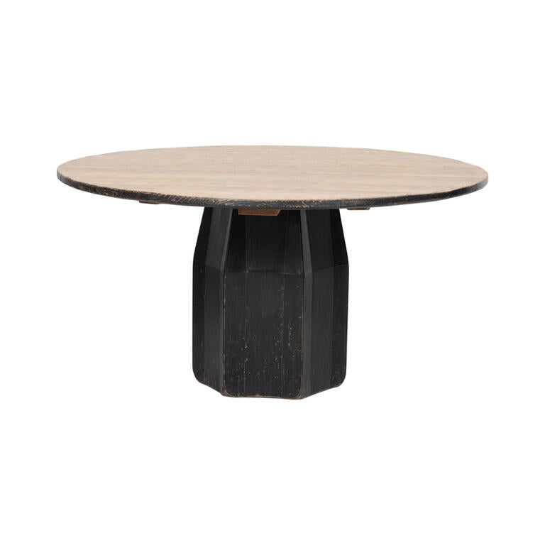 Mesa de comedor redonda negra de pino Ø150 cm Meiming
