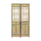 Puerta antigua verde de pino con 2 hojas Ruisong