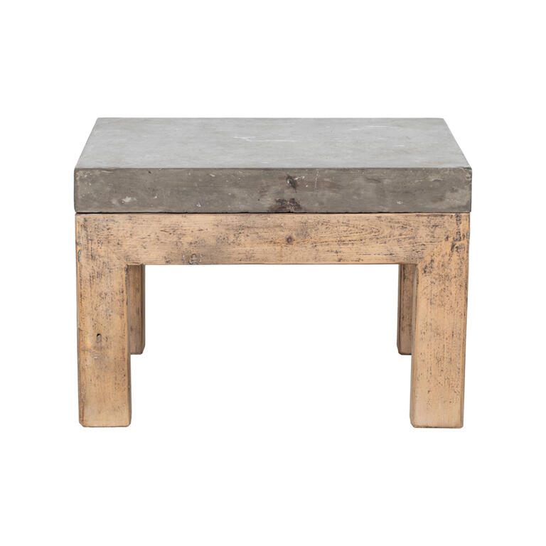 Mesa de centro de pino con tapa de piedra gris Chochín