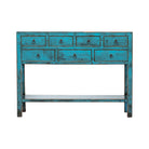 Consola antigua azul de olmo con 7 cajones Zhenwen