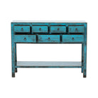 Consola antigua azul de olmo con 7 cajones Zhenwen