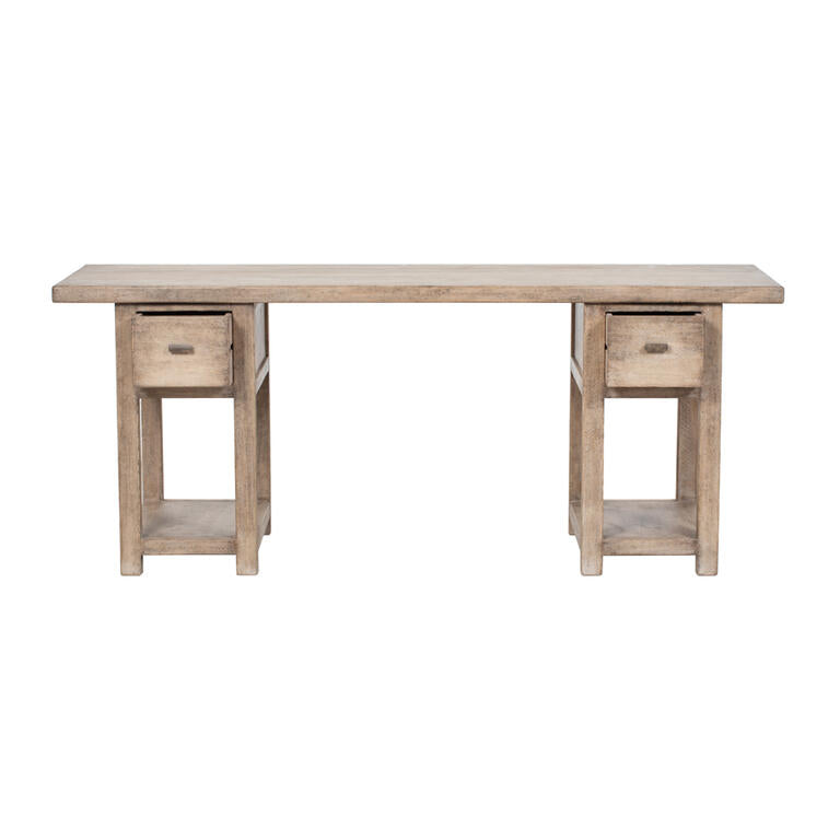 Mesa de escritorio natural de álamo con 2 cajones Muelle