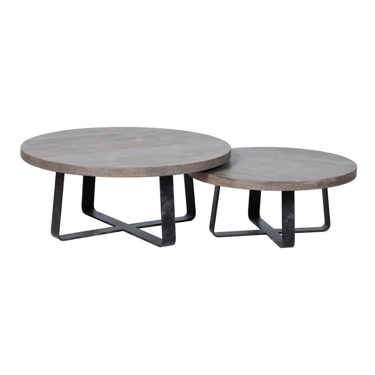 Mesa de centro natural de olmo y hierro Chotacabras