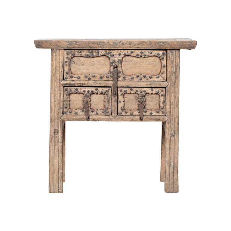 Consola antigua natural de olmo con 3 cajones Gúmena