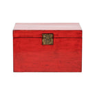 Baúl antiguo rojo de olmo con tapa Mingsong