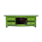Piecero antiguo verde de álamo con 4 cajones y 2 puertas Hongrui