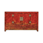 Cómoda antigua roja de pino con 2 puertas Caléndula