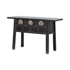 Consola antigua negra de olmo con 5 cajones Tornavacas