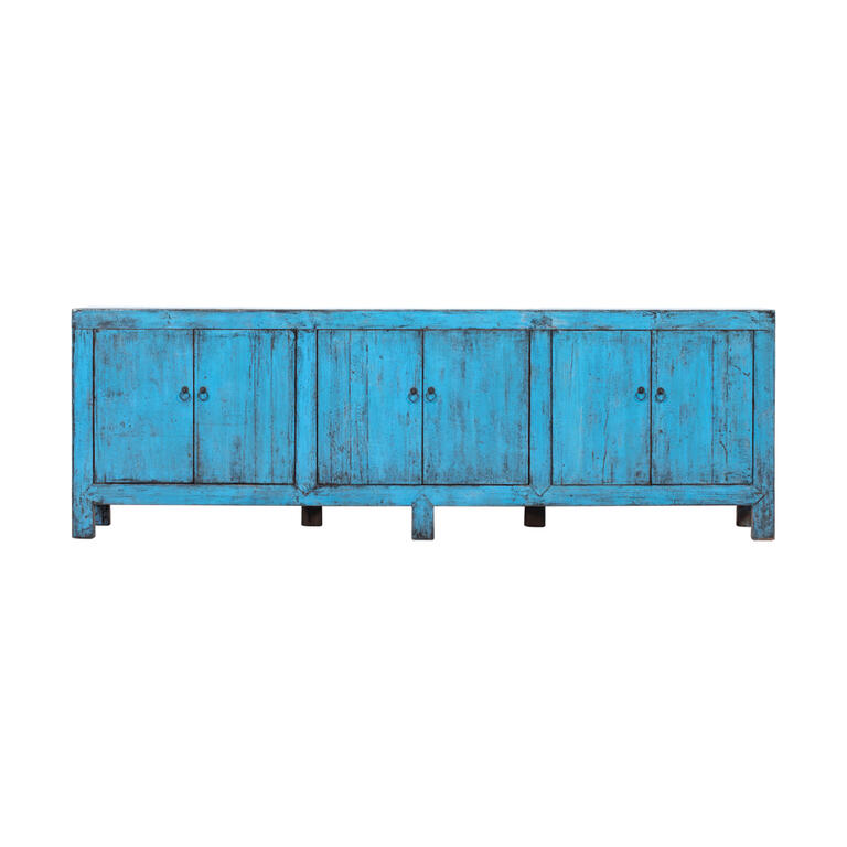 Cómoda antigua azul de olmo con 6 puertas Ningyun