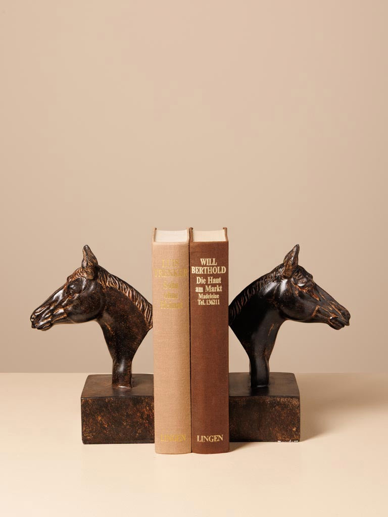 Sujetalibros Cabezas de Caballo Pequeños - #pino_y_jacaranda#