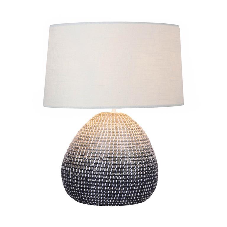 Lámpara de mesa de seagrass con pantalla de lino Ágata